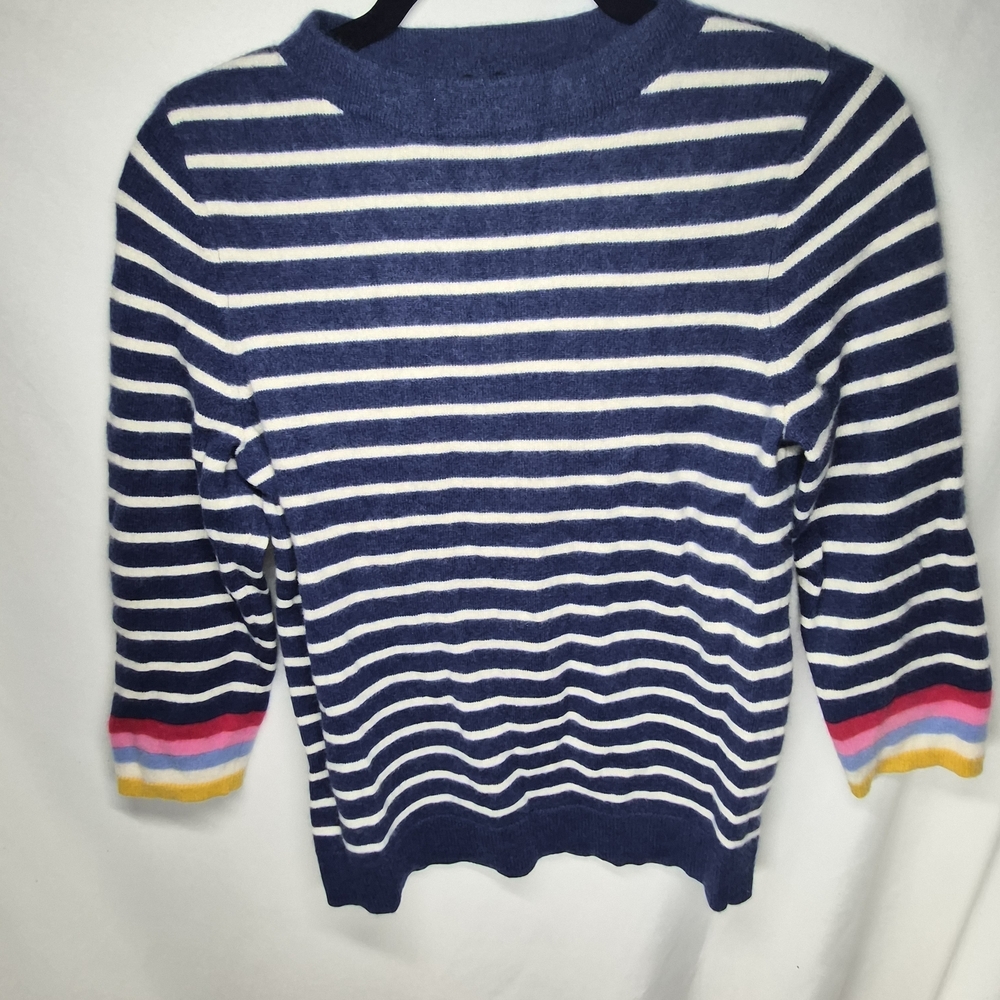Talbots Striped Sweater with Multicolor Cuffs